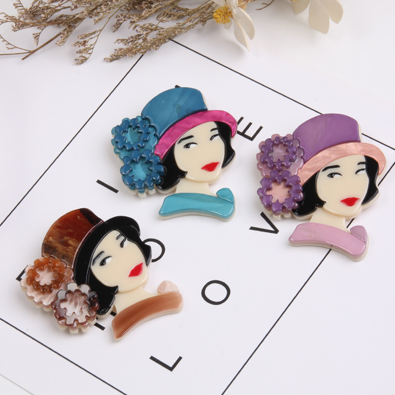 Classic Style Cartoon Character Arylic Printing Women's Brooches display picture 3