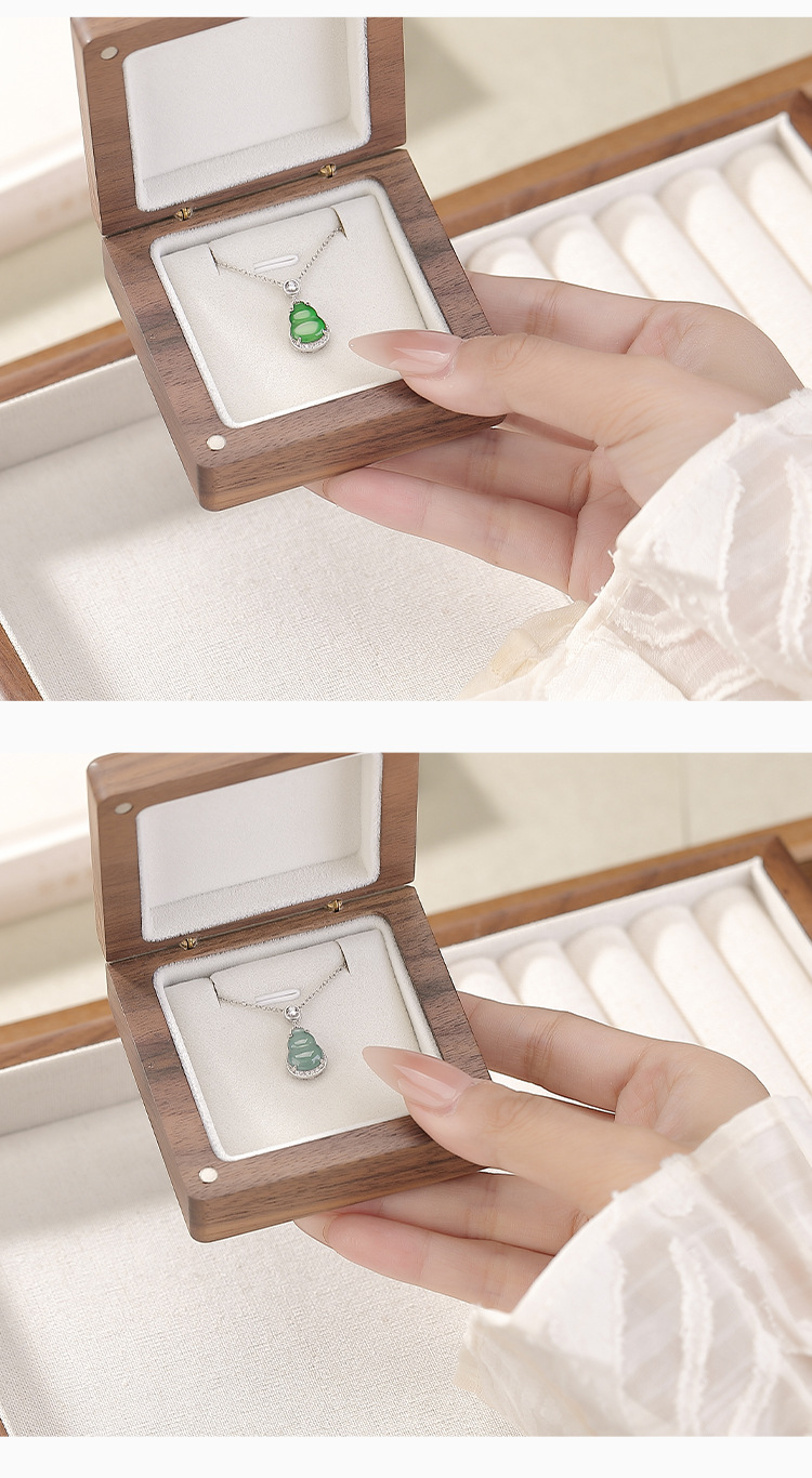 Mặt dây chuyền bạc S925 hình hồ lô phong thủy đính đá xanh ngọc bích — Màu xanh ngọc bích chi tiết 6