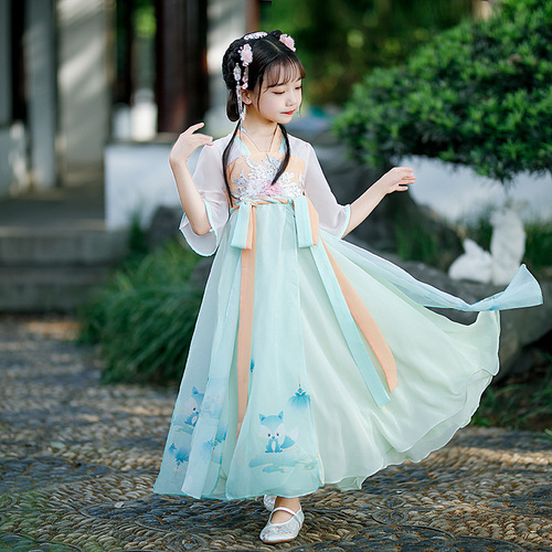 Girl Hanfu ancient chinese traditional performance costumes fairy princess dress ru skirt Children Chinese style Tang suit