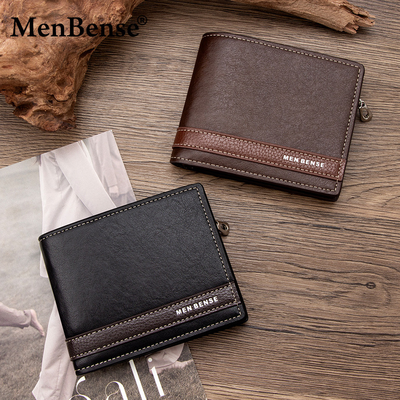 Fashionable Splicing High-End Men's Wallet Short Wallet with Multiple Card Slots Side Zipper Coin Pocket Men's Hinge Wallet Fashionable Splicing High-End Men's Wallet Short Wallet with Multiple Card Slots Side Zipper Coin Pocket Men's Hinge Wallet