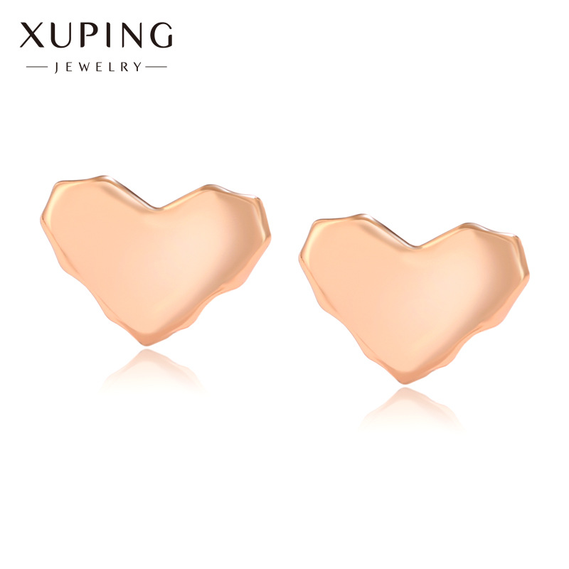 Pendientes de Aleación con Forma de Corazón Lisos y Sencillos de Xuping Jewelry, Pendientes de Moda de Alta Gama para Mujer, Venta al por Mayor