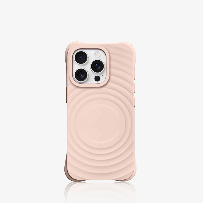 趙魯思と同じスタイルのiPhone17ProMax用ケース、波紋磁気吸着液体シリコン製、Apple 16対応、耐衝撃|undefined