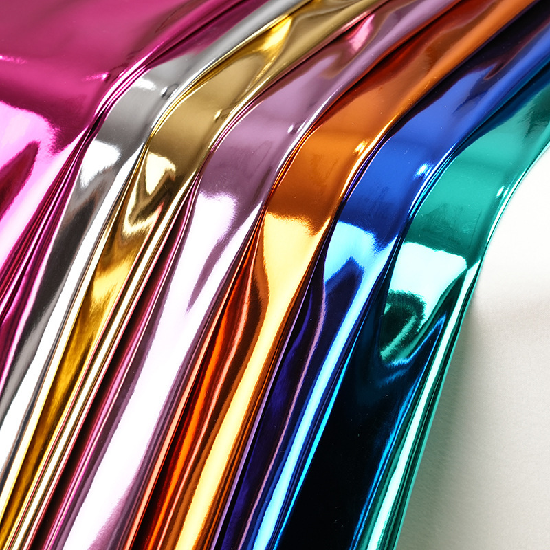 Factory spot metal high-gloss mirror leather pu leather fabric performance clothing fabric luggage shoe material soft foreskin