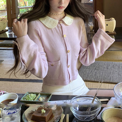 MENGXIANG ▏【软软豆乳】小翻领温柔贵气小香两色针织开衫上衣女