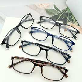 新款小方框男近视眼镜架女豹纹眼镜框玳瑁平光镜配老花通用全框