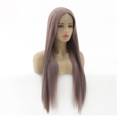 Fábrica al por mayor de salsa púrpura libre frente al encaje pelucas de fibra química pelucas LW0063