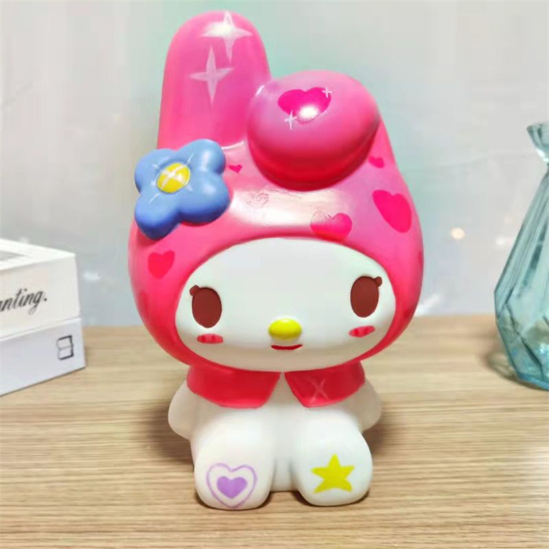 美樂蒂DIY儲錢罐塗色塑料搪膠娃娃白胚彩繪非石膏卡通存錢罐玩具