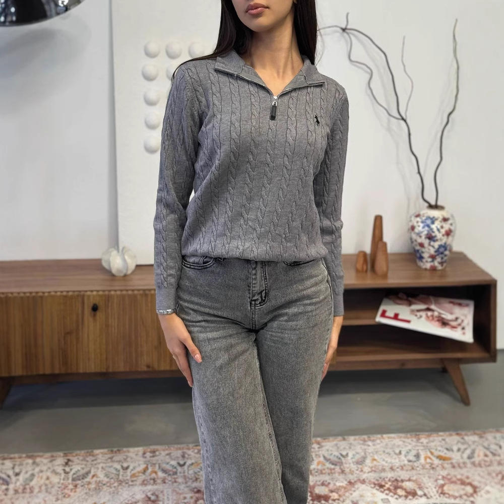 2024 otoño nuevo Europa y América Amazon transfronterizo ropa de mujer de color sólido semi-tirale con solapa retro camisa de punto de torsión camisa superior