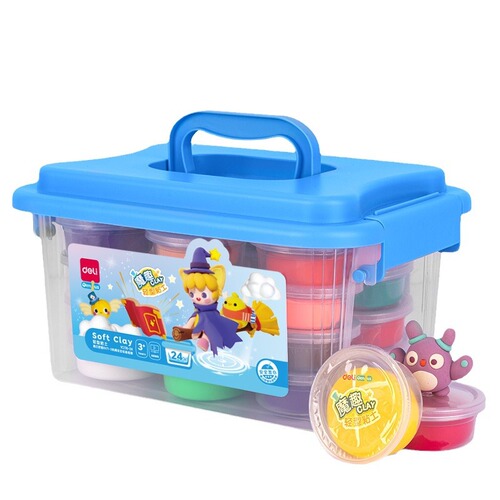 Deli Stationery 67855 ultra-light clay colored mud children's plasticine toddler DIY large packaging student handmade set