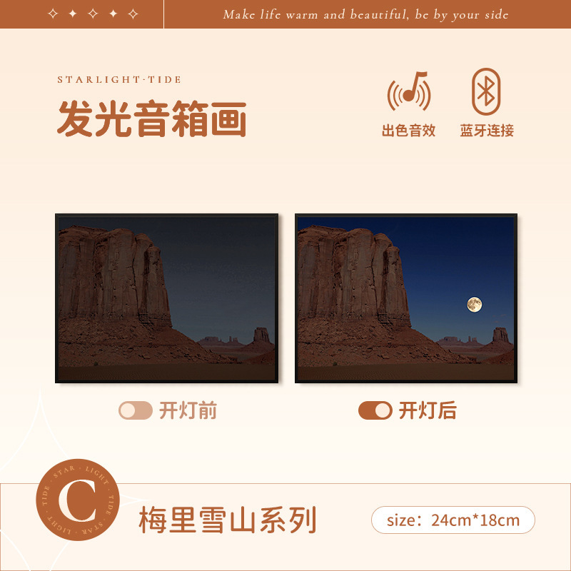 梵芸照明音響画総集家庭装飾品プレゼントデスクトップ装飾品bluetoothリチウム電池音響画|undefined