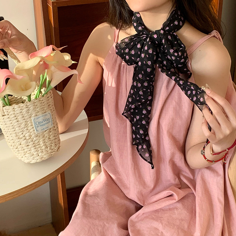 Bufandas negras onduladas rosas bufandas insy2k galía galleta estilo literario versátil cinta de alta calidad