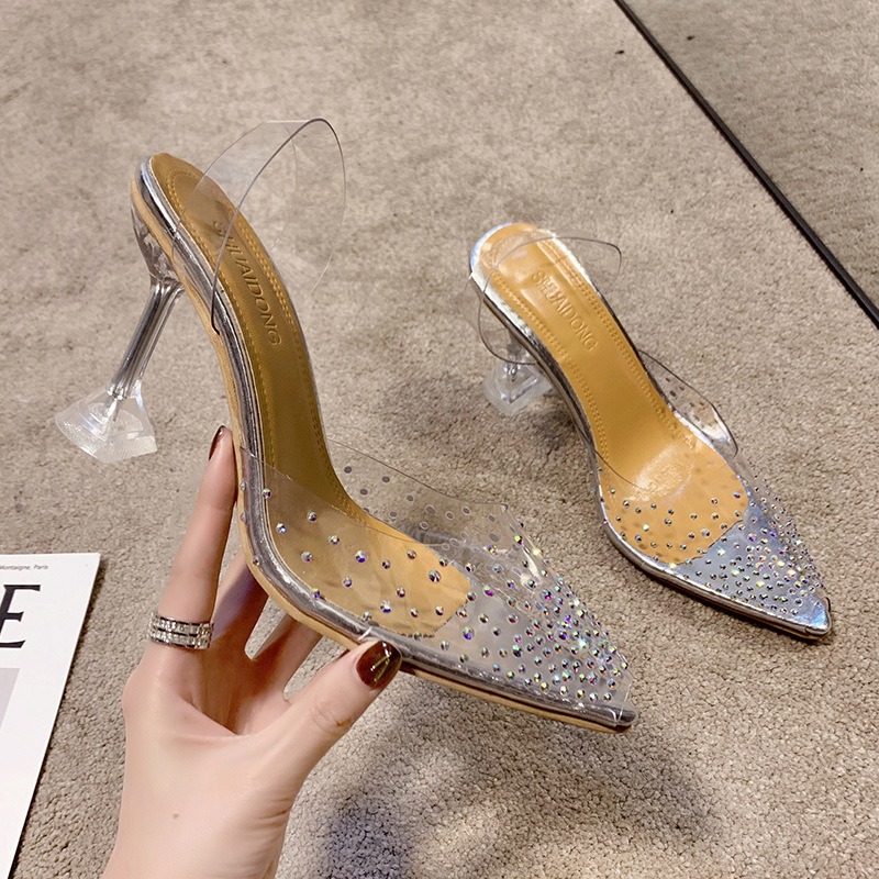 European and American Style Large Size Transparent High-Heeled Sandals for Women, Summer Outdoor Wear, High-Heeled Shoes with Rhinestones, Peep-Toe Shoes, Thin High Heels, Crystal Shoes European and American Style Large Size Transparent High-Heeled Sandals for Women, Summer Outdoor Wear, High-Heeled Shoes with Rhinestones, Peep-Toe Shoes, Thin High Heels, Crystal Shoes