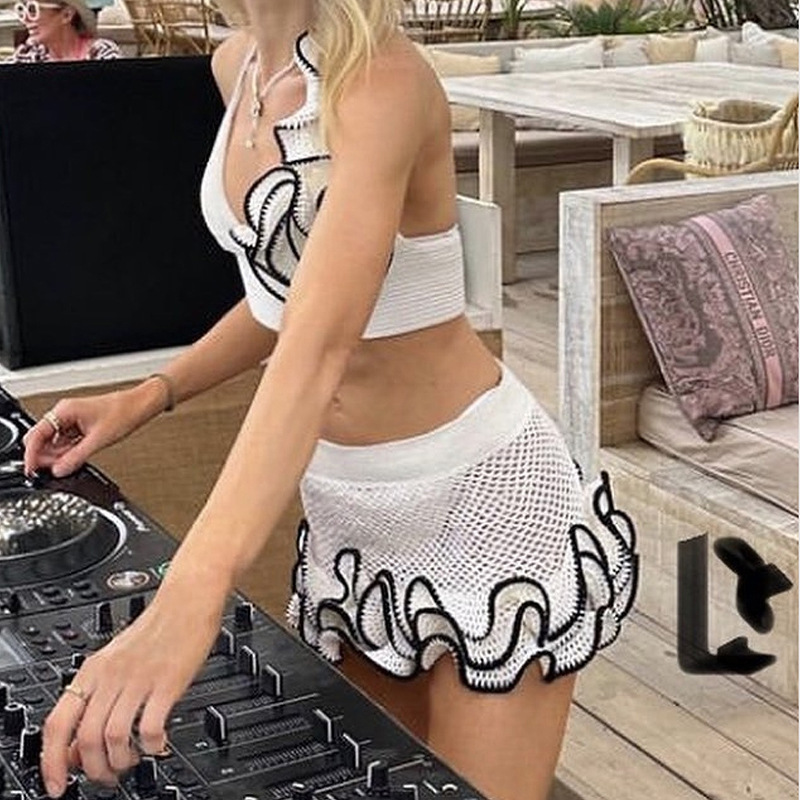 Outdoor Daily Beach Women's Sexy Solid Color Flower Spandex Polyester Backless Skirt Sets Skirt Sets display picture 9