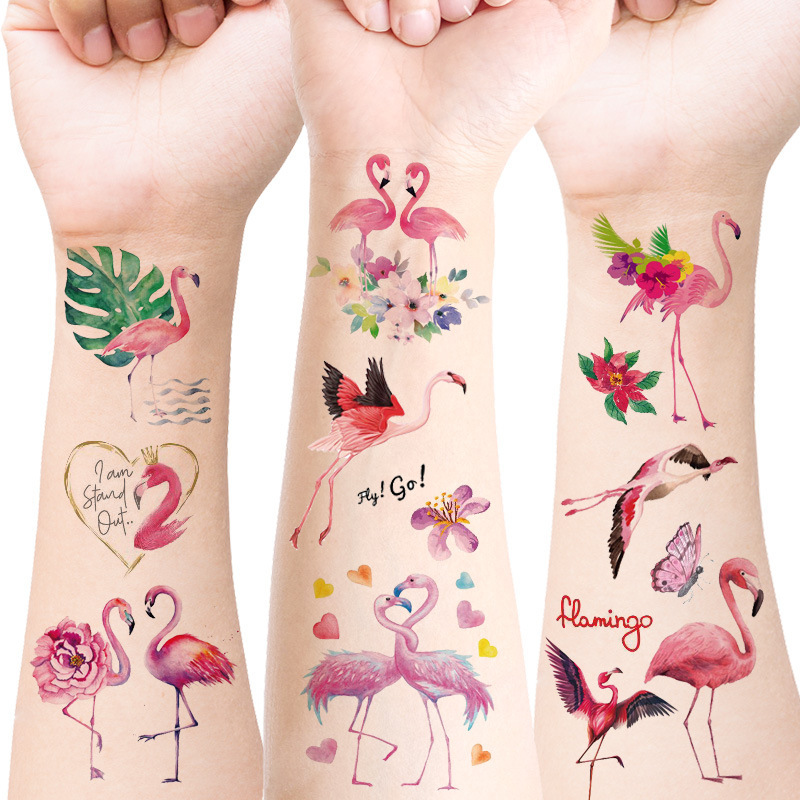Children's Tattoo Sticker Flamingo Cute Small Animal Cartoon Boys and Girls Waterproof Temporary Face Sticker Cross Border in stock