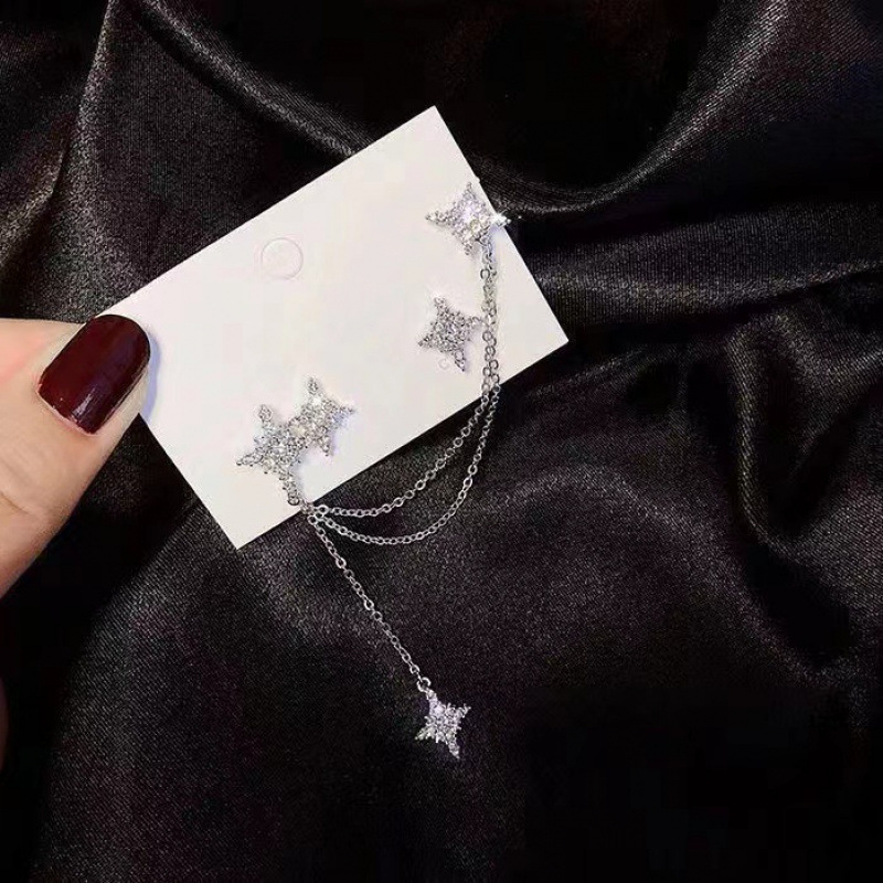 South Korea East Gate s925 Silver Needle Star Earrings Super Flash Diamond Earrings Temperament Super Fairy Earrings Earrings