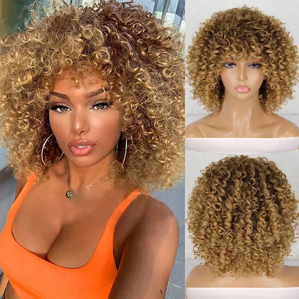 wigs for women African fashion explosive curly hair chemical fiber headpiece spring curl short curly hair spot_voghion.com