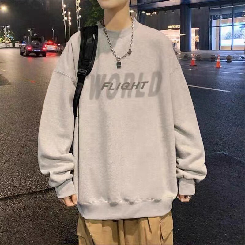 2023 new sweater men's round neck spring and autumn American retro hooded fashion brand long sleeve men's top coat