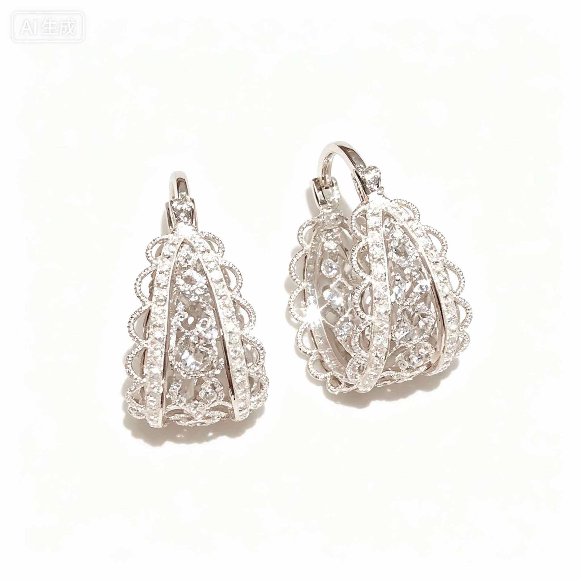 Luz de lujo de encaje hueco perla cristal perlas pendientes de nicho de diseño femenino sensación de temperamento único pendientes versátiles