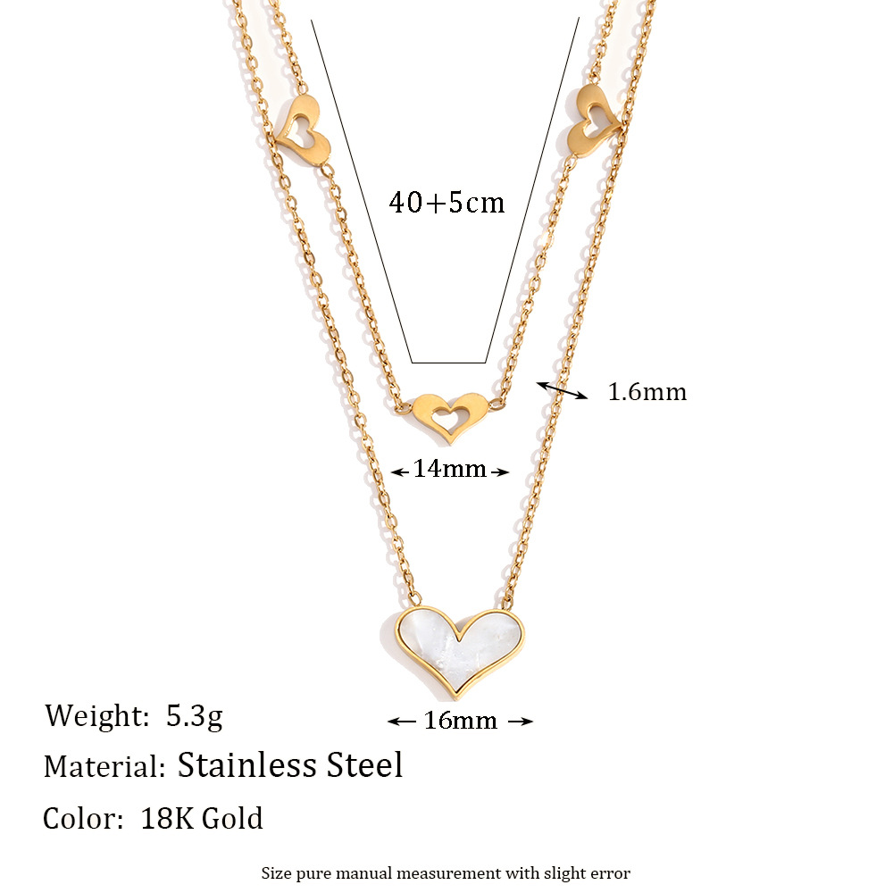 Double Chain Stack Wearing Love Staineless Steel Necklace