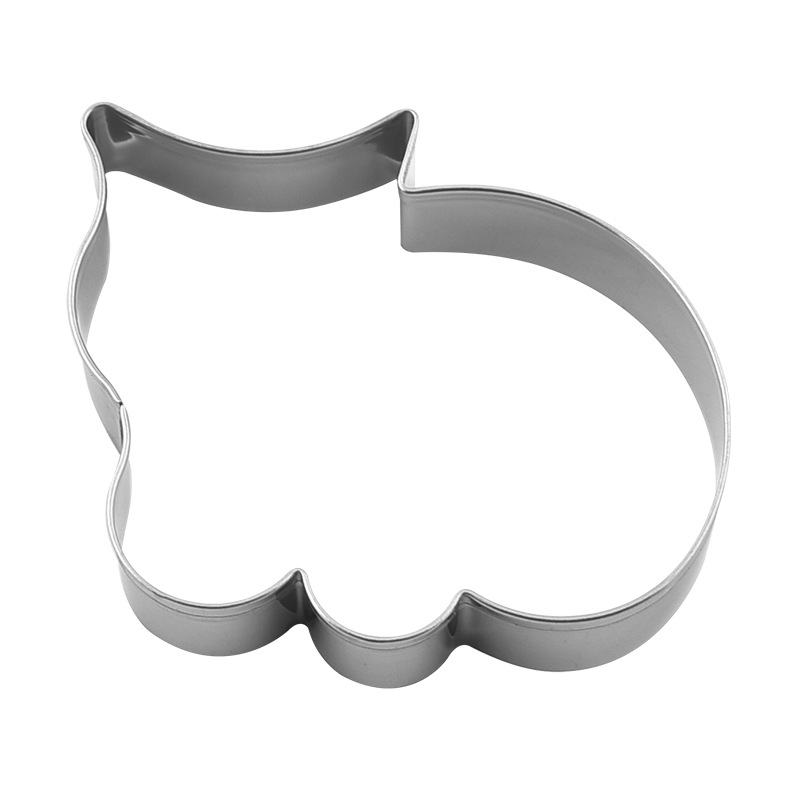 Fábrica al por mayor de acero inoxidable gato cookie mousse anillo molde 5-pieza DIY impresión hornear morir herramienta