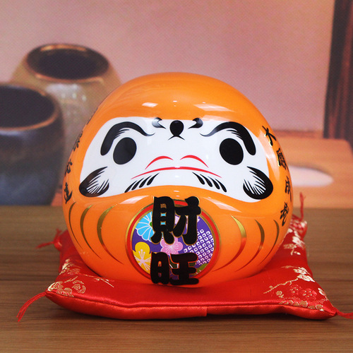 Factory direct sales mini small red Daruma ornaments desk ceramic piggy bank creative gift