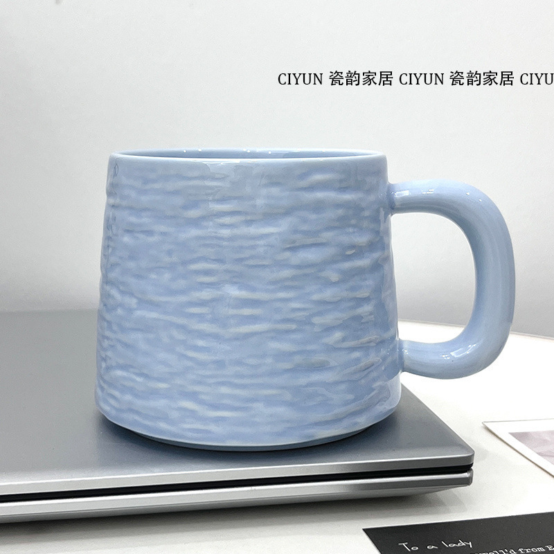 陶瓷大容量马克杯家用喝水水杯高颜值情侣简约新款带盖勺早餐杯子|undefined