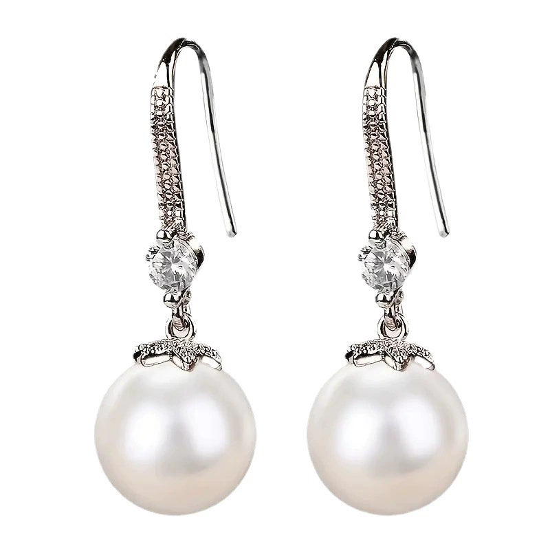 White pendant from pearl, silver sophisticated elegant earrings, Birthday gift