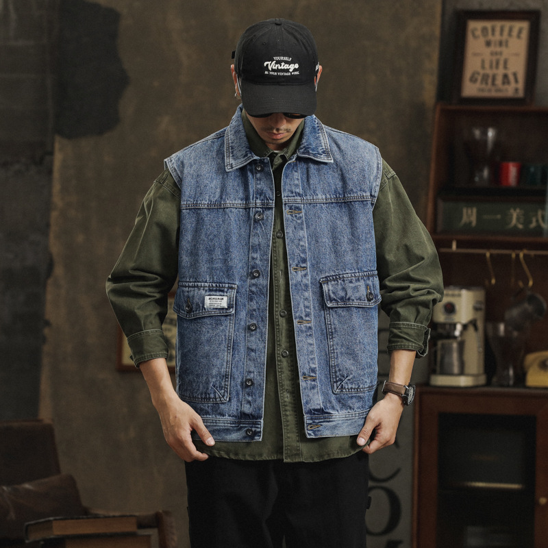 Denim spring retro trend fashionable vest sleevless