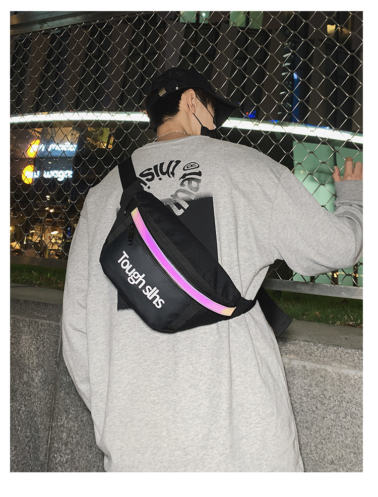 Wholesale of new men's and women's trendy waist bags, outdoor laser reflective chest bags, fashionable street crossbody bags and sports waist bags undefined