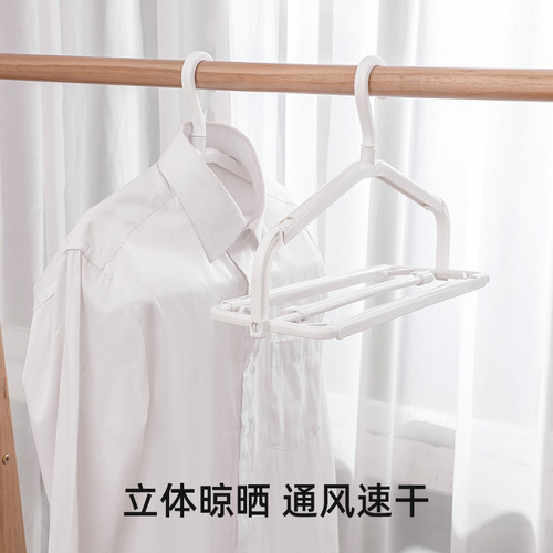 Household retractable folding clothes hanger balcony windproof clothes drying rack non-slip towel bath towel drying rack clothes hanger