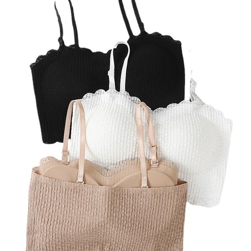 Seamless lace beautiful back tube top to prevent exposure, inner suspender belt, chest pad, wrapped chest strapless underwear for women, non-slip push-up