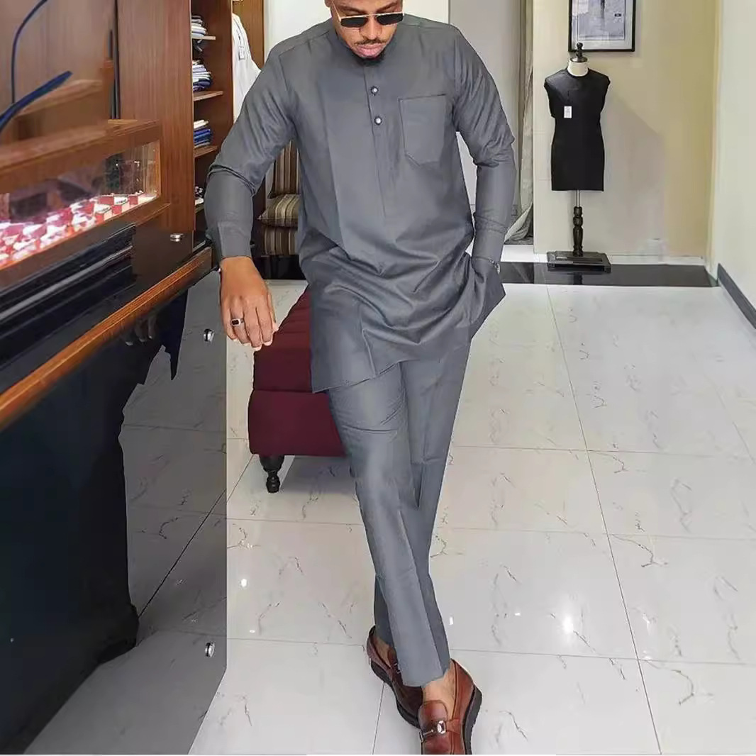 2024 새로운 아프리카 남성 민족 세트 국경 뜨거운 하이 퀄리티 자수