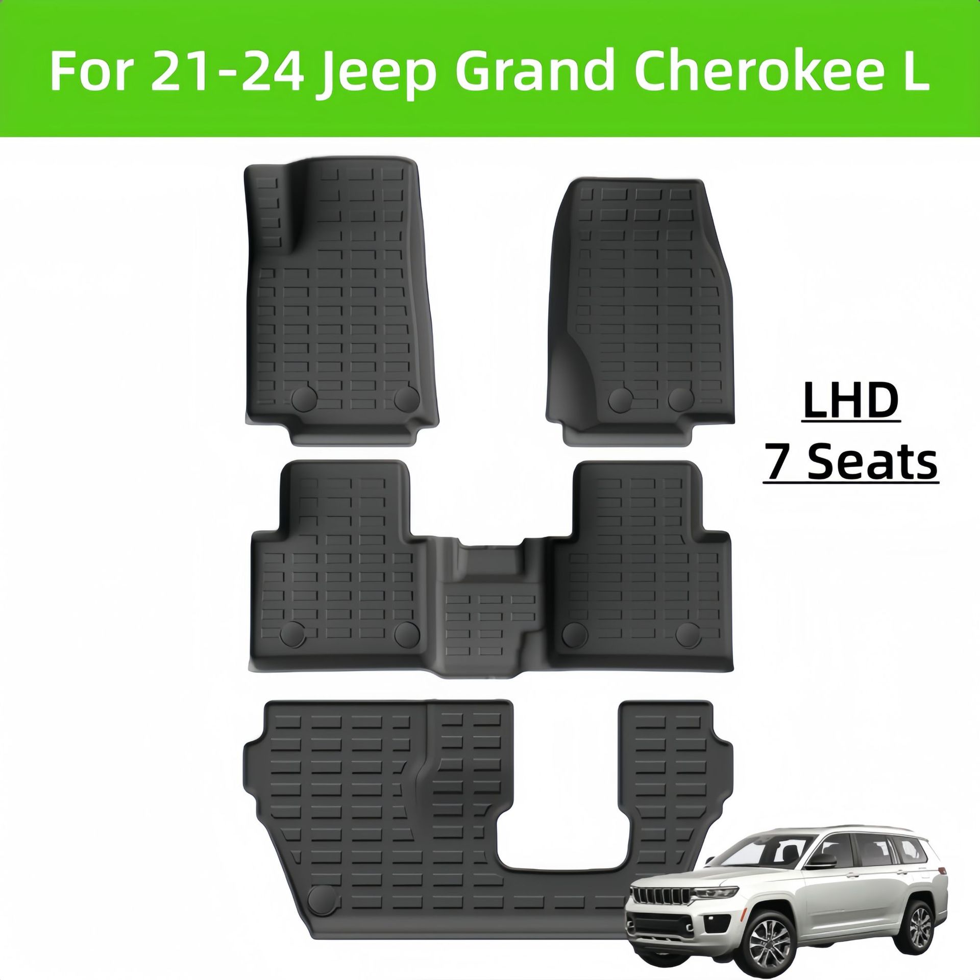 Jeep Grand Cherokee L 2021-2024 üçün döşəmə və baqaj xalçası