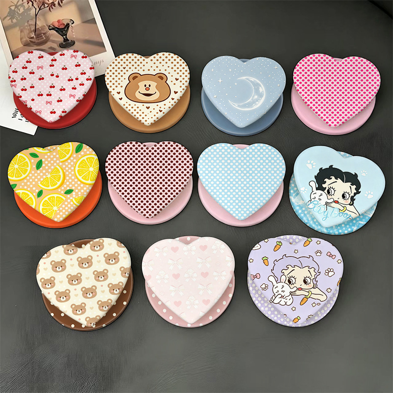 Korean-style ins heart-shaped polka dot magsafe magnetic airbag phone stand, foldable and extendable lazy desktop stand