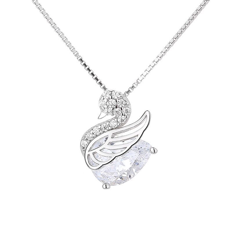 Women's Gender 1 Piece 925 Sterling Silver Swan 925 Sterling Silver Box Chain Pendant Necklace