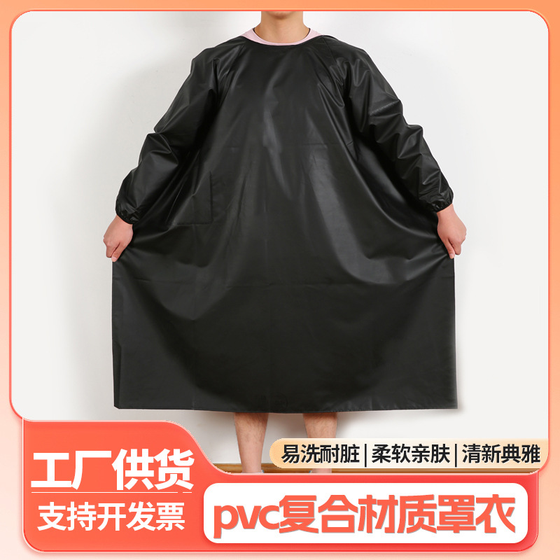 Ropa impermeable a prueba de agua y aceite protector de trabajo delantal compuesto de PVC negro resistente al desgaste de manga larga recubrimiento de tendón protector de ropa de trabajo
