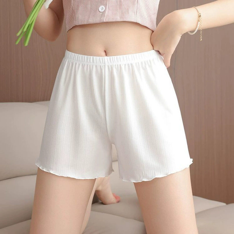 Женские защитные шорты с защитой от воздействия, летние тонкие шорты из ледяного шелка, дышащие домашние шорты для сна для студентов, не скручивающиеся страховые базовые шорты.