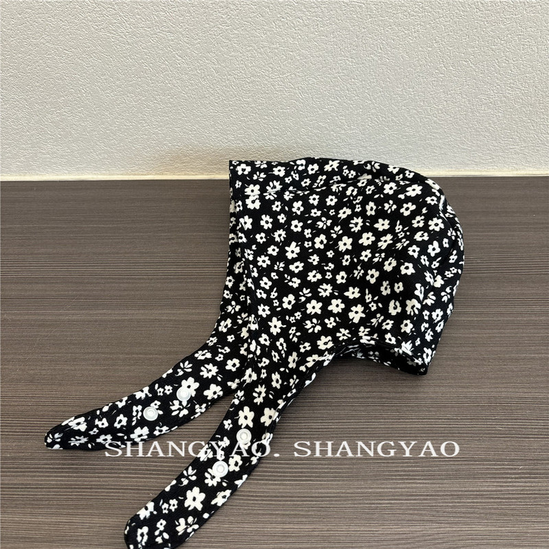 儿童帽子可爱女童ins早秋森系风碎花护耳帽 幼儿防风时尚系带帽子|undefined