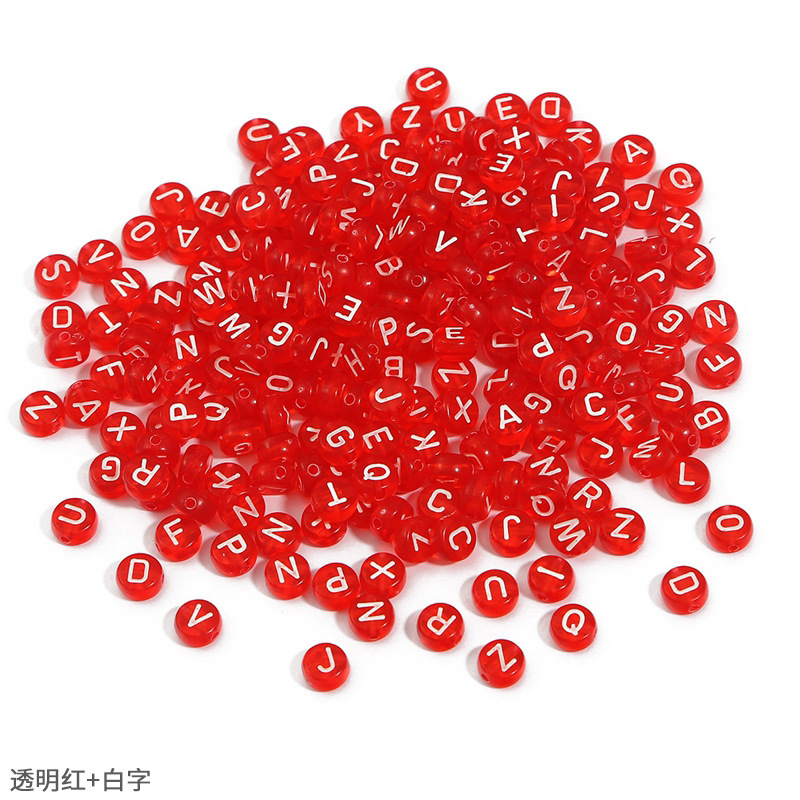 透明アクリル文字ビーズ手作りdiy自作ビーズネックレスキーホルダーアクセサリーブレスレット編み|undefined