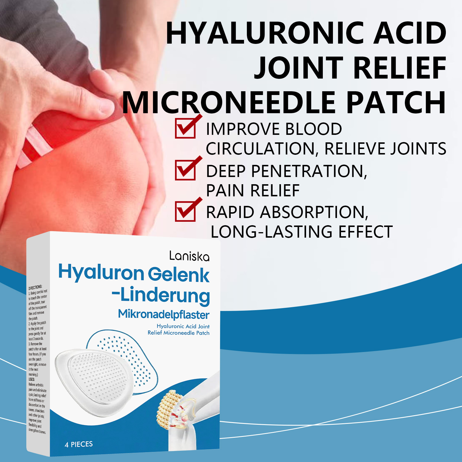 Laniska Joint Care Patch Hyaluronic Acid Joint Care Patch for Sports and Fitness Gentle Knee Joint Maintenance Patch