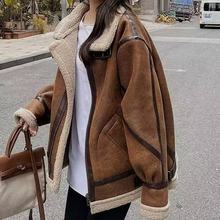 皮毛一体羊羔毛棉服女2025秋冬新款宽松复古机车服夹克大衣图片色