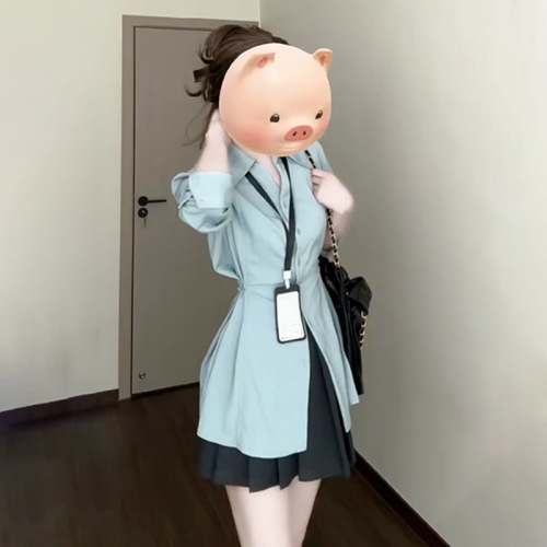 French-style temperament design sense waist-cinch dress women's autumn 2024 new fisherman-style date blouse