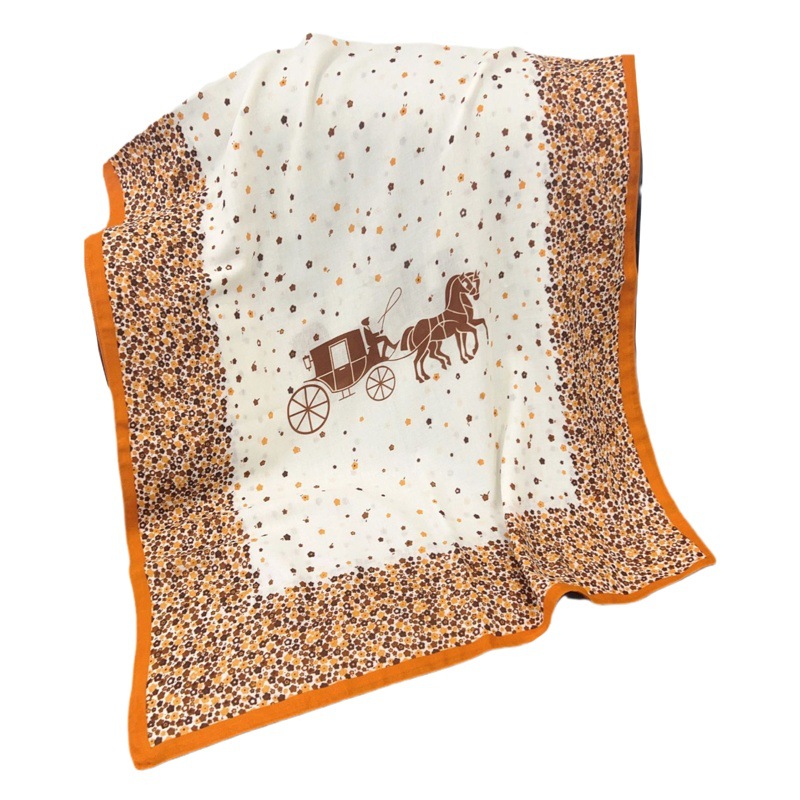 Elegante pequeña flor azul niebla otoño bufanda mujer nuevo algodón y lino chal simple temperamento bufanda cálida bufanda decorativa