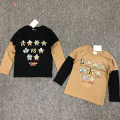 Japanese-style Foreign Trade Cartoon Anime New Arrival Patchwork-Sleeve Kids' Base Casual Long-Sleeve Shirt