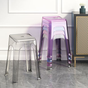 Thickened Small Stool Plastic Transparent Bench Home Dining Table High Round Stool Chair Acrylic Floor Stall Wholesale Internet Celebrity Stool