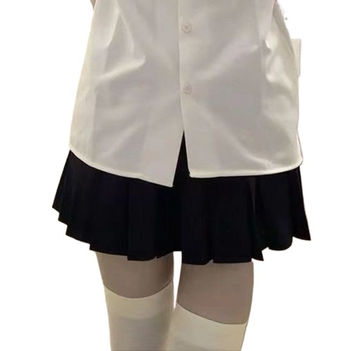 Japanese-style JK uniform short-sleeve basic shirt, slim-fitting and versatile, campus-style summer school uniform set with pleated skirt