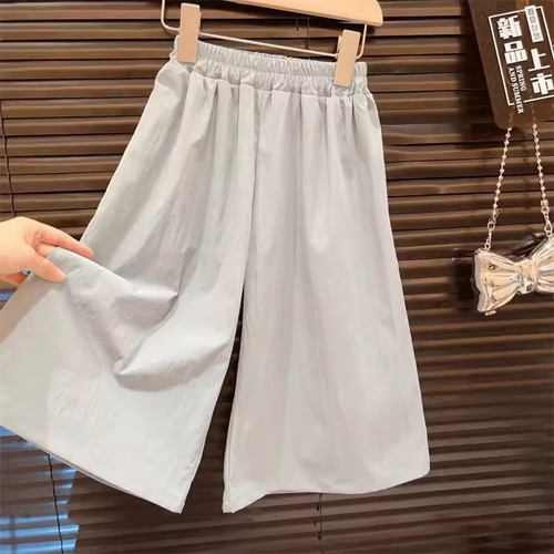 Girls' Little Flying Sleeve Set 2024 Summer New Stylish Design Sensory Sleeveless Cotton Shirt Wide Leg Pants Two-Piece Set