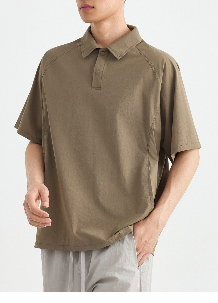 Áo polo nam tay raglan thể thao thành phố, chất liệu nhẹ khô nhanh — Màu trắng sữa chi tiết 36