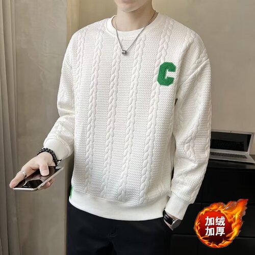 Fall/Winter Loose Fit Trendy Round Neck Printed Youth Fashion Crew Neck Sweatshirt for Men Casual Literary Japanese Style