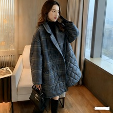格子毛呢外套女中长款2025秋冬新款流行韩版小个子粗花呢子大衣潮